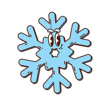 Groovy retro Christmas snowflake character vector