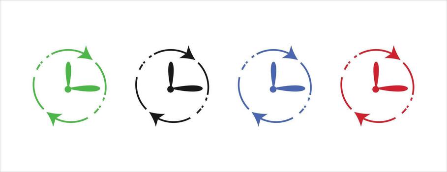 reloj icono con circular flechas, hora lazo y actualizar símbolo conjunto vector