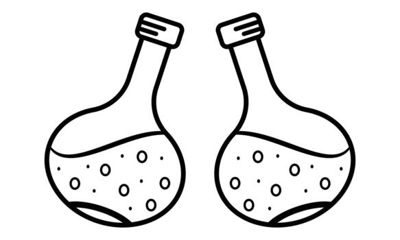 magia poción botella lineal icono colocar. mágico elixir, beber, mago salud, matraz o magia aislado en blanco antecedentes. magia símbolo línea botella plano icono para juegos y sitios web sencillo ilustración. vector