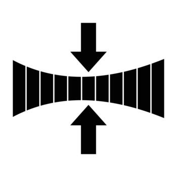 elasticidad icono. elástico material firmar calidad diseño aislado en blanco antecedentes. compresión arriba y abajo flecha símbolo pictograma de elástico resiliencia. plano ilustración. vector