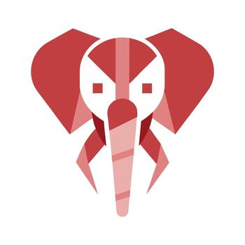 an elephant head with a red and white background vector