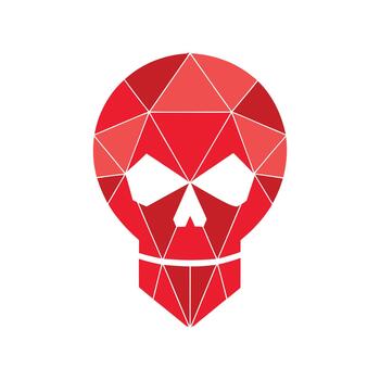 a red skull with a triangle pattern on it vector