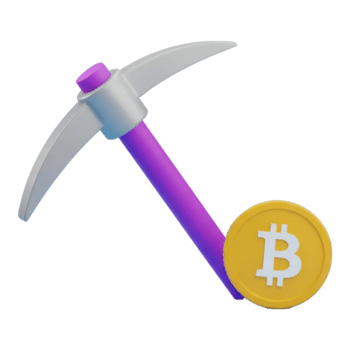 piccone con bitcoin isolato su trasparente sfondo, 3d interpretazione png