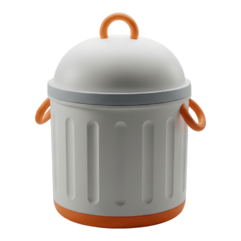 branco Lixo pode com laranja alças isolado em transparente fundo png