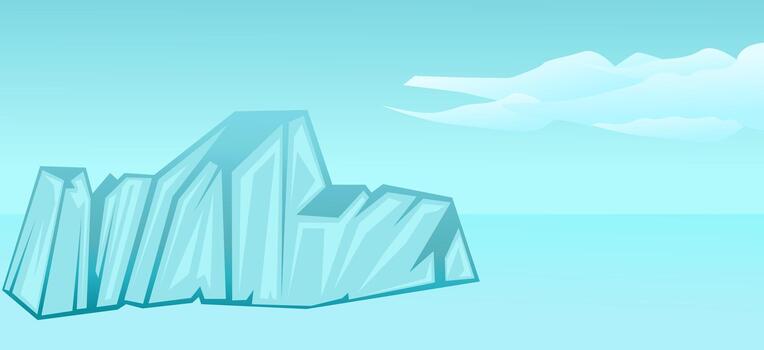 iceberg in the ocean with clouds and sky background vector