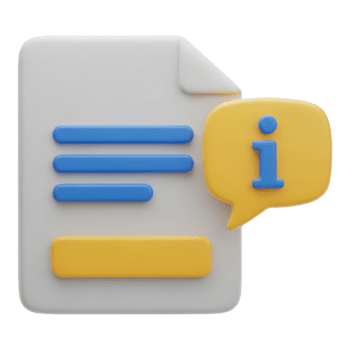 3d icône de document avec information discours bulle isolé sur transparent Contexte png