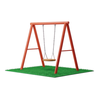 3d interpretazione di un' singolo swing impostato su verde erba isolato su trasparente sfondo png