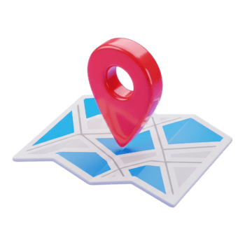 3d glansig röd Karta stift markör på abstrakt plats Karta isolerat på transparent bakgrund png