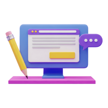 3d icon of computer screen with form and pencil isolated on transparent background png