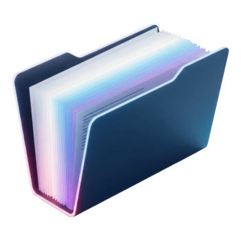 digitale file cartella icona con colorato raggiante carta pila isolato su trasparente sfondo png