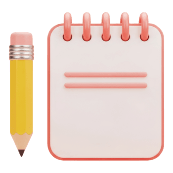 3d interpretazione di un' giallo matita Il prossimo per un' vuoto spirale taccuino isolato su trasparente sfondo png