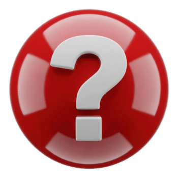 Glossy red button with a white question mark symbol isolated on transparent background png