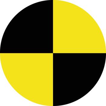 Crash test icon. Black and yellow color circle on white background. Crash test dummy icon mark symbol. flat style. vector