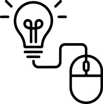Light bulb connected to computer mouse icon on white background vector
