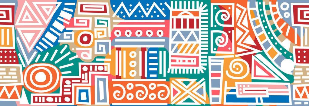 Seamless banner with geometric patterns. vector