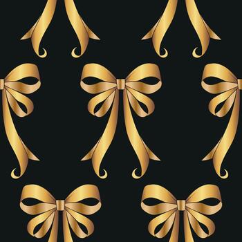 seamless pattern with festive bows with a gold gradient on a black background, for festive packaging, textiles or other festive printing vector