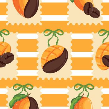 Colorful fruit and nut stamp pattern vector