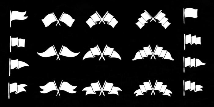 A set of white flags with different shapes vector