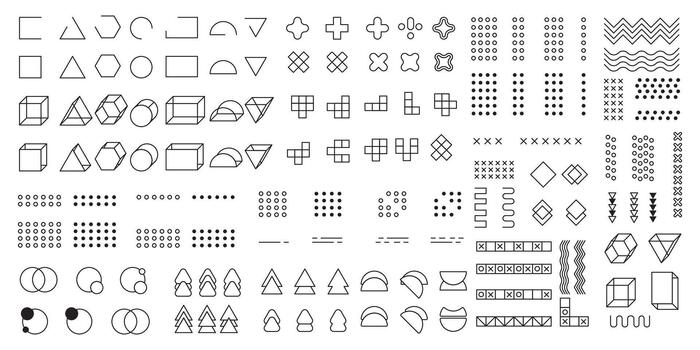 A set of geometric shapes and lines in various sizes vector