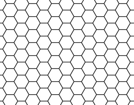 Hexagonal cell grid pattern, backdrop, wallpaper, apparel. Mosquito net, bee comb grid endless texture. Honeycomb mesh, fish net flat background. Speaker grille seamless pattern. Window mosquito lace. vector