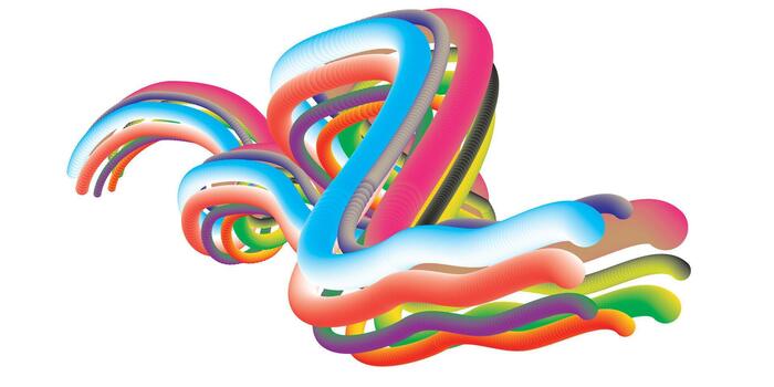 minimalista negro y blanco resumen modelo presentando caótico dibujado a mano serpenteante líneas. vector