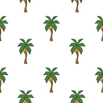 mano dibujado sin costura modelo de Coco arboles en de colores versión vector