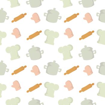 sin costura modelo de un colección de de colores Cocinando utensilios vector