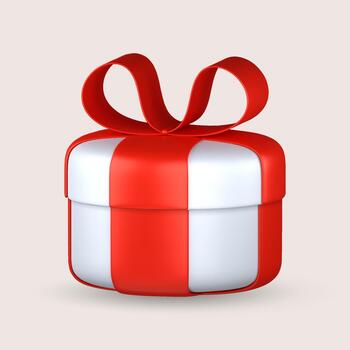 3D white gift boxes with ribbon in red over white background. 3D rendering of a modern holiday vector