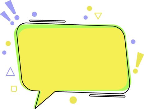 Vibrant Yellow Speech Bubble with Exclamation Points and Decorative Elements vector