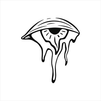 Striking minimalist eye graphic dripping ink for edgy designs and creative projects that need a bold, symbolic statement to capture attention vector