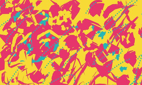 A vibrant and energetic abstract pattern featuring brushstroke, punctuated by dotted lines. The design incorporates a bold color palette, Perfect for backgrounds, textiles vector