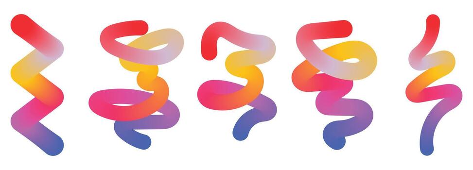 Abstract Dynamic Gradient Liquid Swirl Shapes Set vector