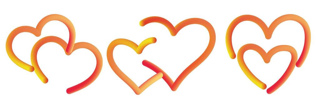 Set of Intertwined Gradient Continuous Line Hearts vector