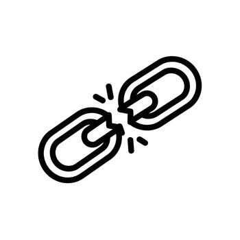 Broken Link Icon Symbolizing a Disconnected Web Address or Error in Online Connection vector