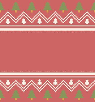 Christmas pixel pattern with pine tree vector