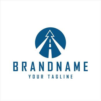 Highway and Upward Arrow in a Circle. Symbol of progress, destination, or fast route. Suitable for transportation and logistics logos. vector