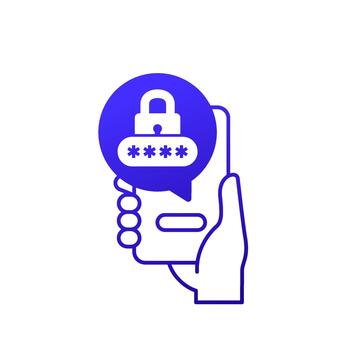 OTP verification icon, one-time passcode, mobile phone in hand vector