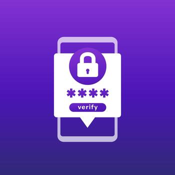 OTP verification icon with mobile phone, one-time passcode vector