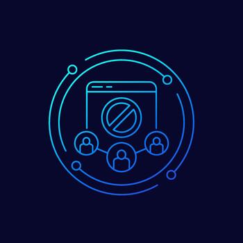 blocked users icon, linear neon design vector
