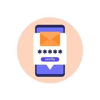 email verification icon with mobile phone, flat design vector
