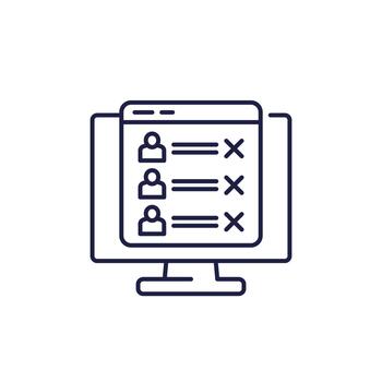 blocked users list line icon with computer vector