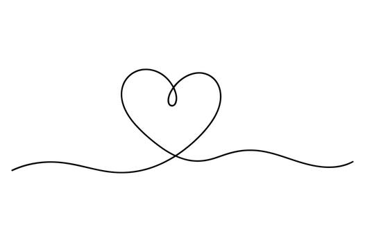 Continuous one line drawing of a heart shape vector