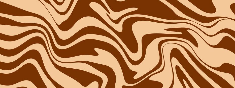 Cream swirl chocolate texture with smooth coffee caramel background. Abstract pattern creates wavy dessert flow and cocoa marble design. vector