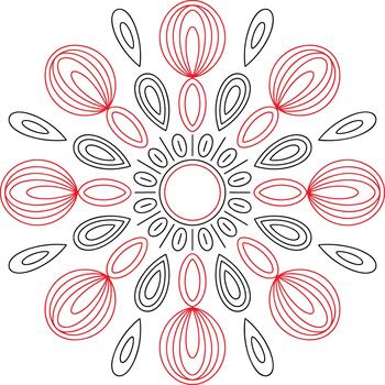 Circular Abstract Design with Red and Black Elements on White Background vector