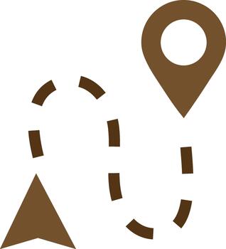 Brown navigation icons showing route and location on white background vector