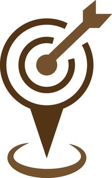 Brown target with arrow and location pointer symbol for business or marketing vector