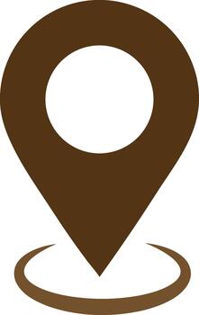 marrón ubicación alfiler icono con circular sombra para mapas y navegación vector