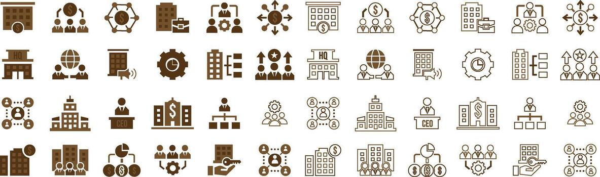 Business structure icon bundle for organizational charts and hierarchy vector
