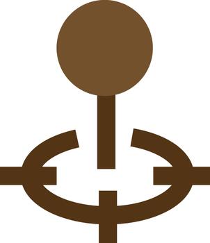 Abstract brown symbol with circle and curved lines on white background vector