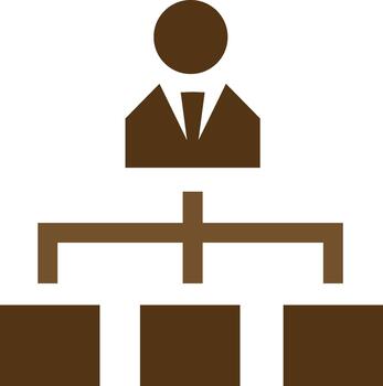 Organizational chart icon representing hierarchy and structure in brown tones vector